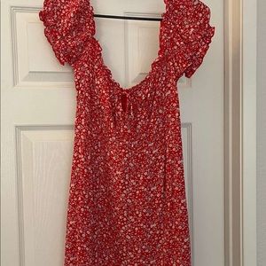 Red floral dress